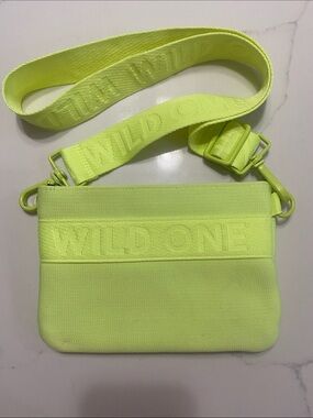 Neon Yellow 'Wild One' Crossbody Bag with Branded Strap